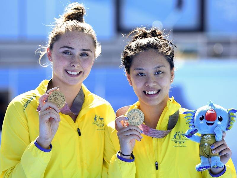 Georgia Sheehan and Esther Qin were surprise winners of the 3m synchro springboard final.
