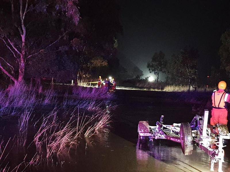 A man has been rescued after his car was swept into rising floodwaters in southwest Victoria.