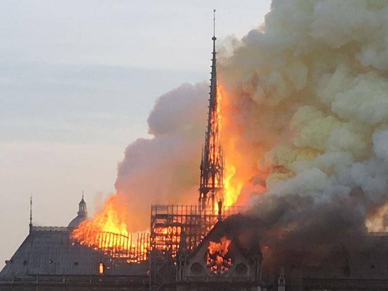 Politicians are united in sorrow over the blaze that has devastated Notre Dame Cathedral in Paris.