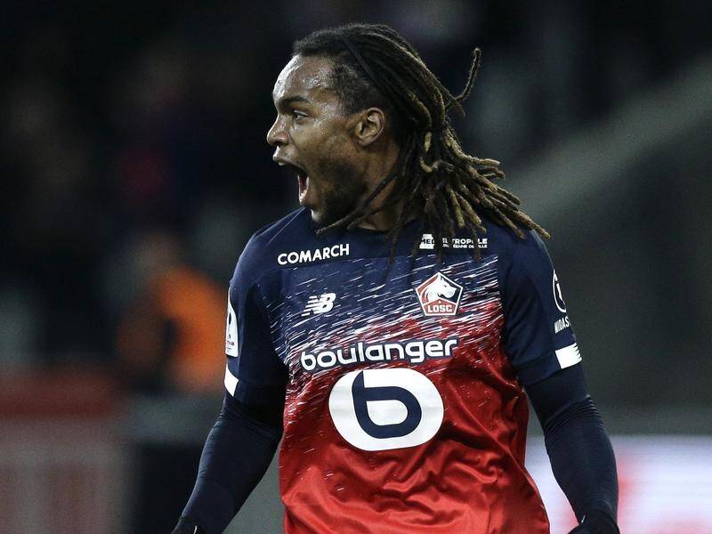 Lille's Renato Sanches reacts after scoring the winner against Montpellier.