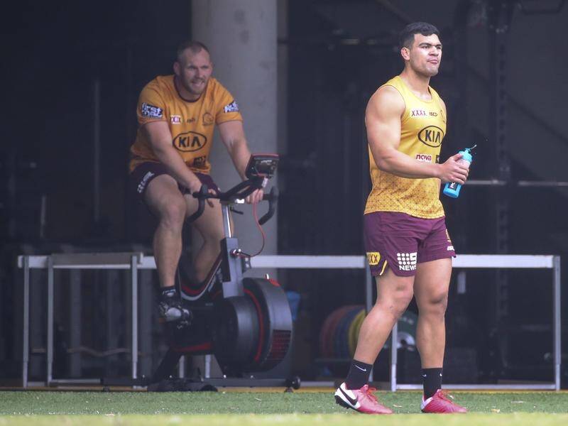 Matt Lodge (l) and David Fifita (r) are back for Brisbane's NRL clash with rivals South Sydney.