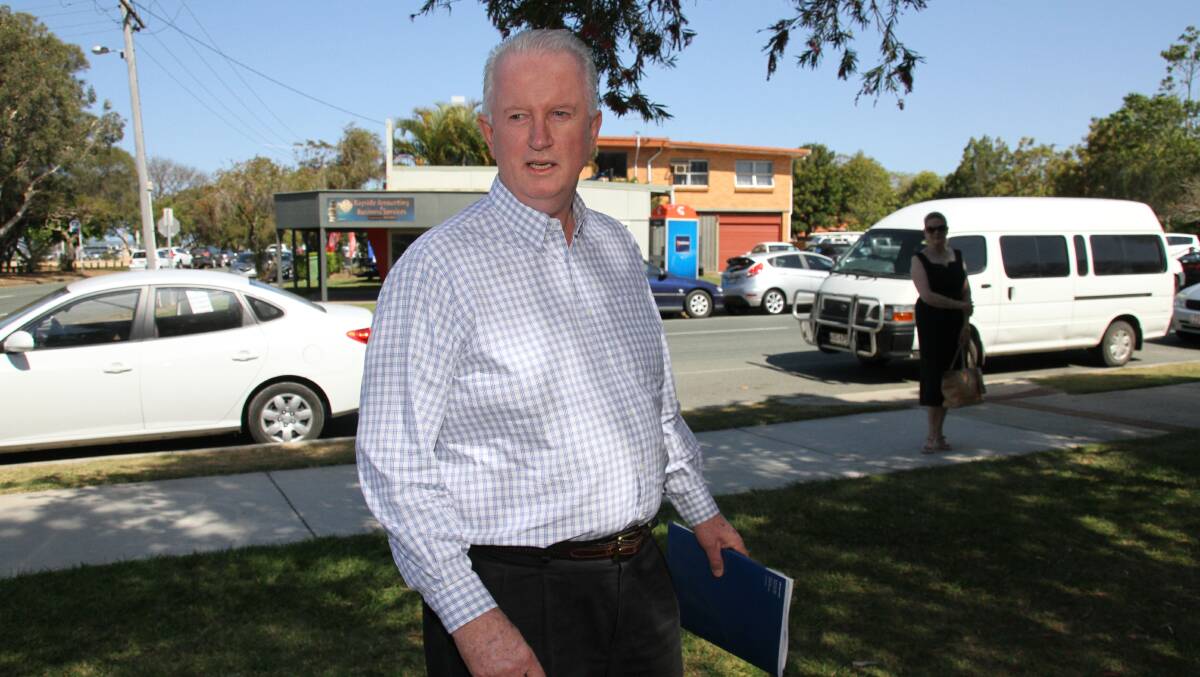 Party president Bruce McIver arrives at the Redland Bay Community Hall for the ballot. PHOTO: Chris McCormack