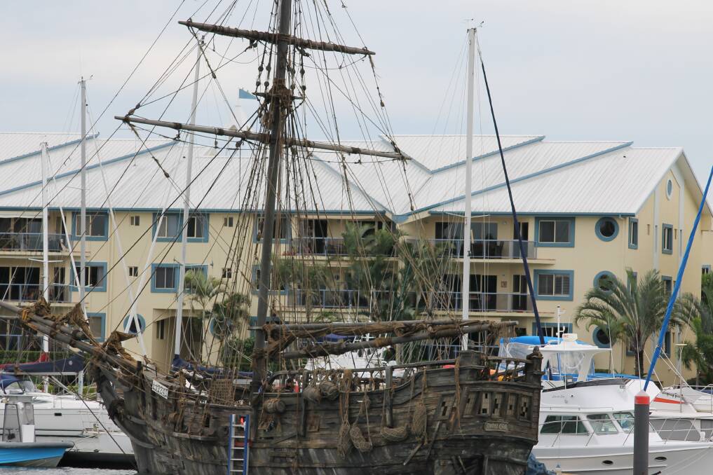 The Dying Gull docked at Raby Bay Harbour, Cleveland, is being used in Johnny Depp's latest Pirates of the Caribbean movie being filmed near Peel Island off Cleveland. 