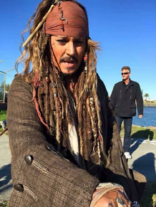 Johnny Depp meets some of the Cleveland residents who flocked to Raby Bay VMR this morning as filming continued on the next Pirates of the Caribbean movie. PHOTO: KAYLYNN LUDWIG