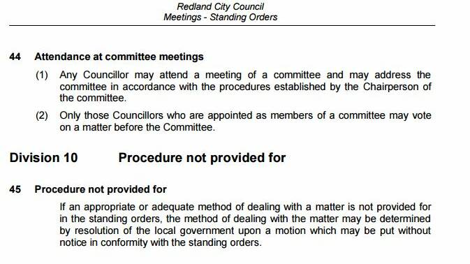 Section 45 of council's standing orders