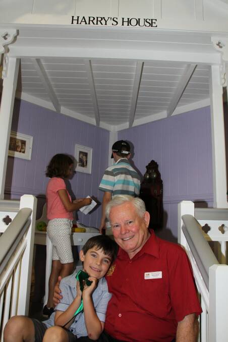 Redland Museum Open Day and official opening of the Australian Toy Hall of Fame: Redland Museum president Ross Bower with his grandson, Harry Gray, 8, of Cleveland, after whom the children's playhouse in the Australian Toy Hall of Fame is named. Photo by Chris McCormack