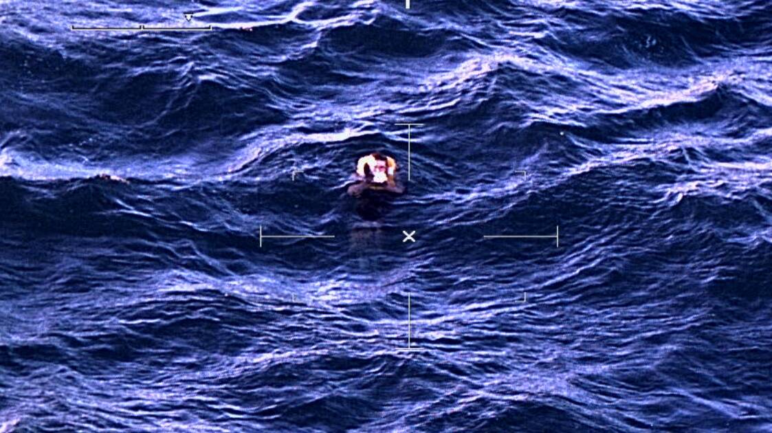 The stranded man as seen from the Polair 2 chopper. Photo by Queensland Police Service Media.
