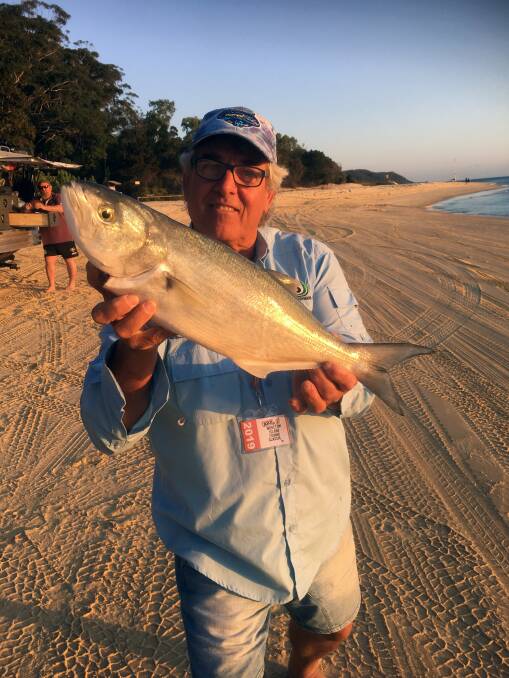 HOOKED: Gary Enkelmann with a solid tailor caught on Moreton Island.