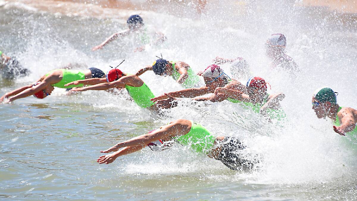 Hitting the water: Surf life savers from up and down the coast will compete at Raby Bay today.