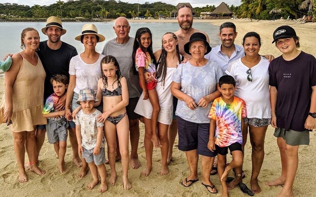 With the Joneses: The family partied in Fiji to celebrate Alan and Carol's big milestone.