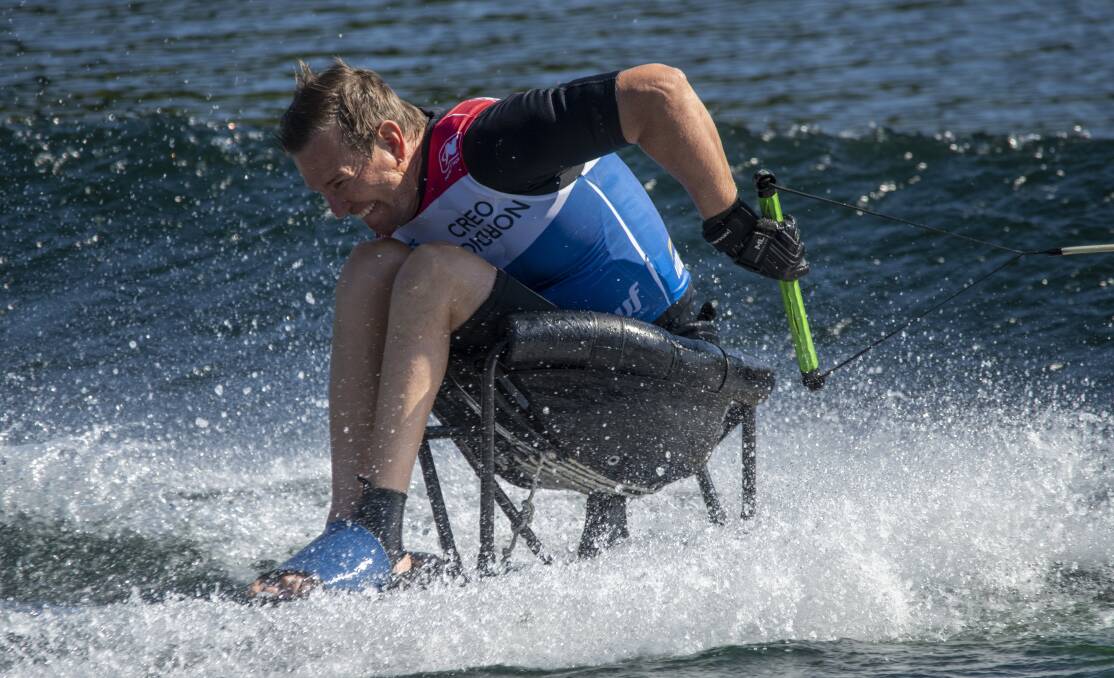 In pain: Water-skier Scott Wintle has a broken right hip. Photo: Asgeir Sektnan