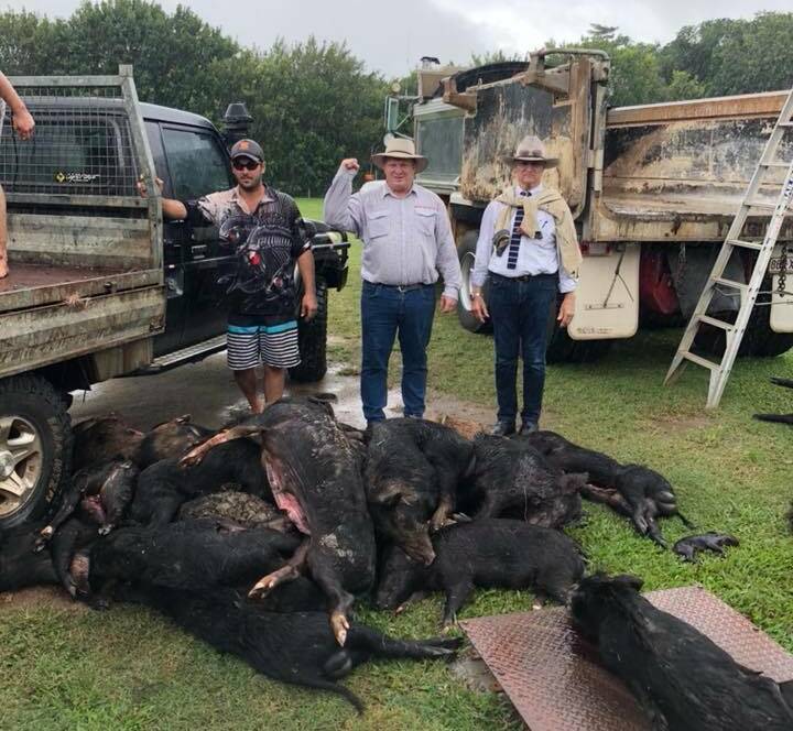 PIG SHOOT: This is the photo of Hill MP Shane Knuth and MP Bob Katter at a pig hunt in North Queensland that sparked anger from some southern city dwellers.