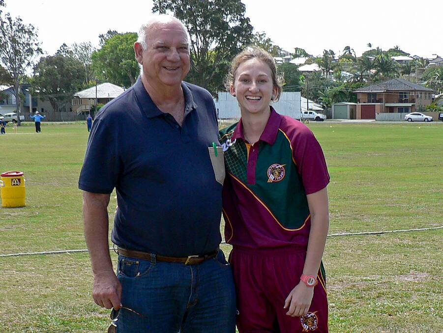 CHIP OFF THE OLD BLOCK: Former Test Umpire Mel Johnson with his grand daughter Delyse Laycock who took four wickets for Redlands in the first game against Sandgate/Redcliffe.