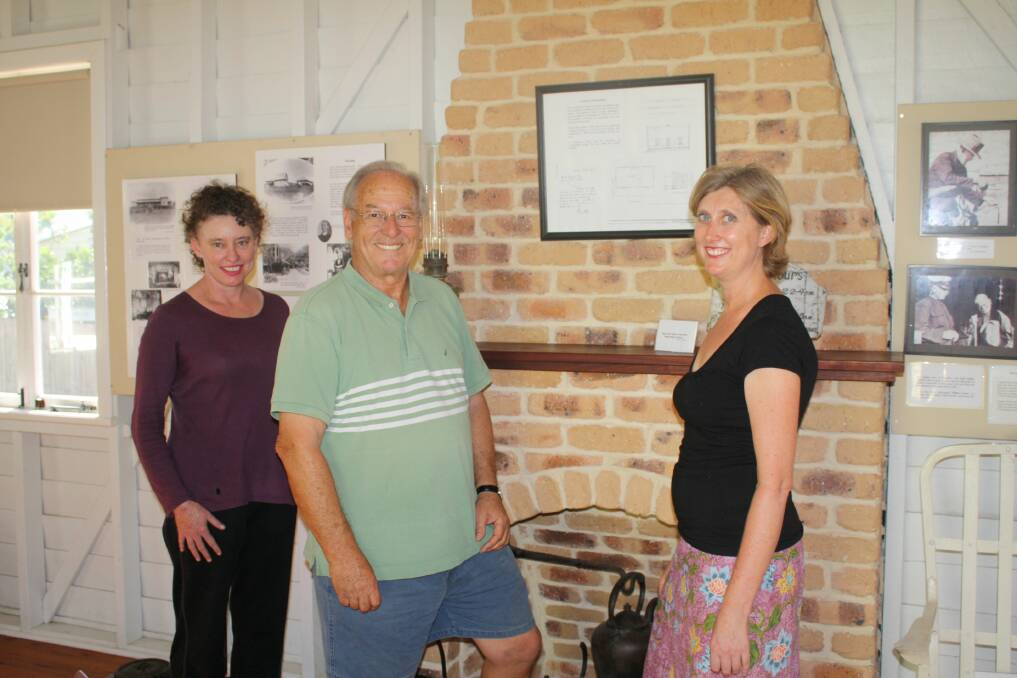 Museum researcher Elisabeth Gondwe, museum president Geoff Moore and the museum's Lisa Jackson in the Foul Ward, a replica Benevolent Asylum building that houses the Dunwich Benevolent Asylum artefacts.
