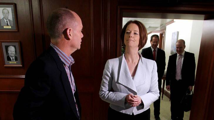 Ben Myers, pictured to the immediate right of then-prime minister Julia Gillard. Photo: Mark Calleja