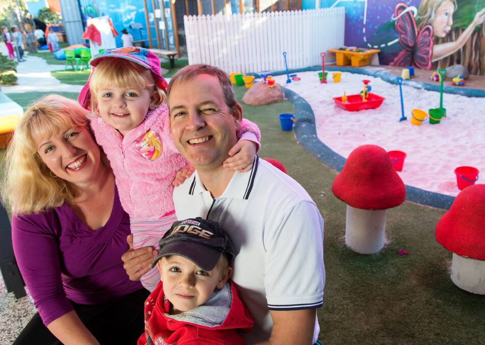Bambini Child Care Centre, Capalaba. Anita & Phil Taylor with their daughter Stephanie and son Michael who attend the centre.