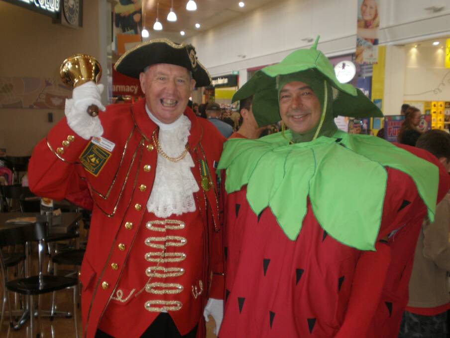 Town Crier Max Bissett and RedFest committee member Bruce Smith get set for the Ekka Fun Day at Victoria Point Shopping Centre this Saturday.