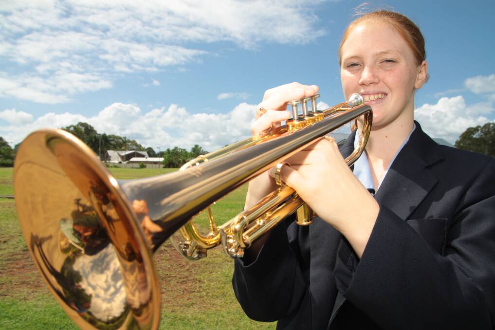 While on tour in France, trumpeter Lauren Folster, 15, of Victoria Point, will play The Last Post at the gravesite of her great great great uncle, who was killed in action in World War I and is buried in northern France. Photo by Chris McCormack