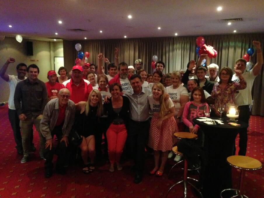 ALP's Darryl Briskey concedes defeat with the party faithful at the Alexandra Hills Hotel. 