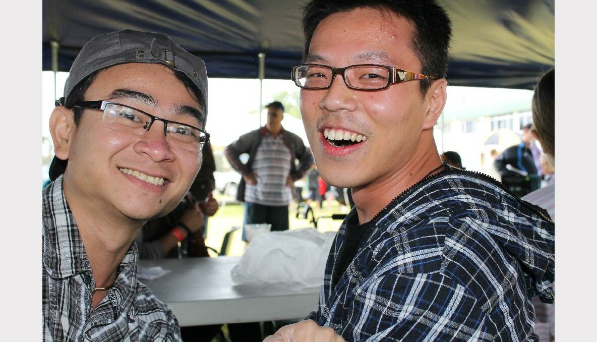 Son Tran-le of Annerley and Alan Yu of Runcorn at the Straddie Oyster Festival at Dunwich 