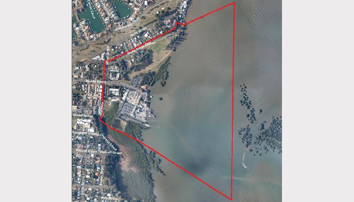 The extent of the Toondah Harbour development precinct. 